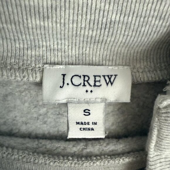 J.Crew Sweatshirt Womens Small Gray Button Shoulder Mock Neck Raglan Fleece - Picture 6 of 10